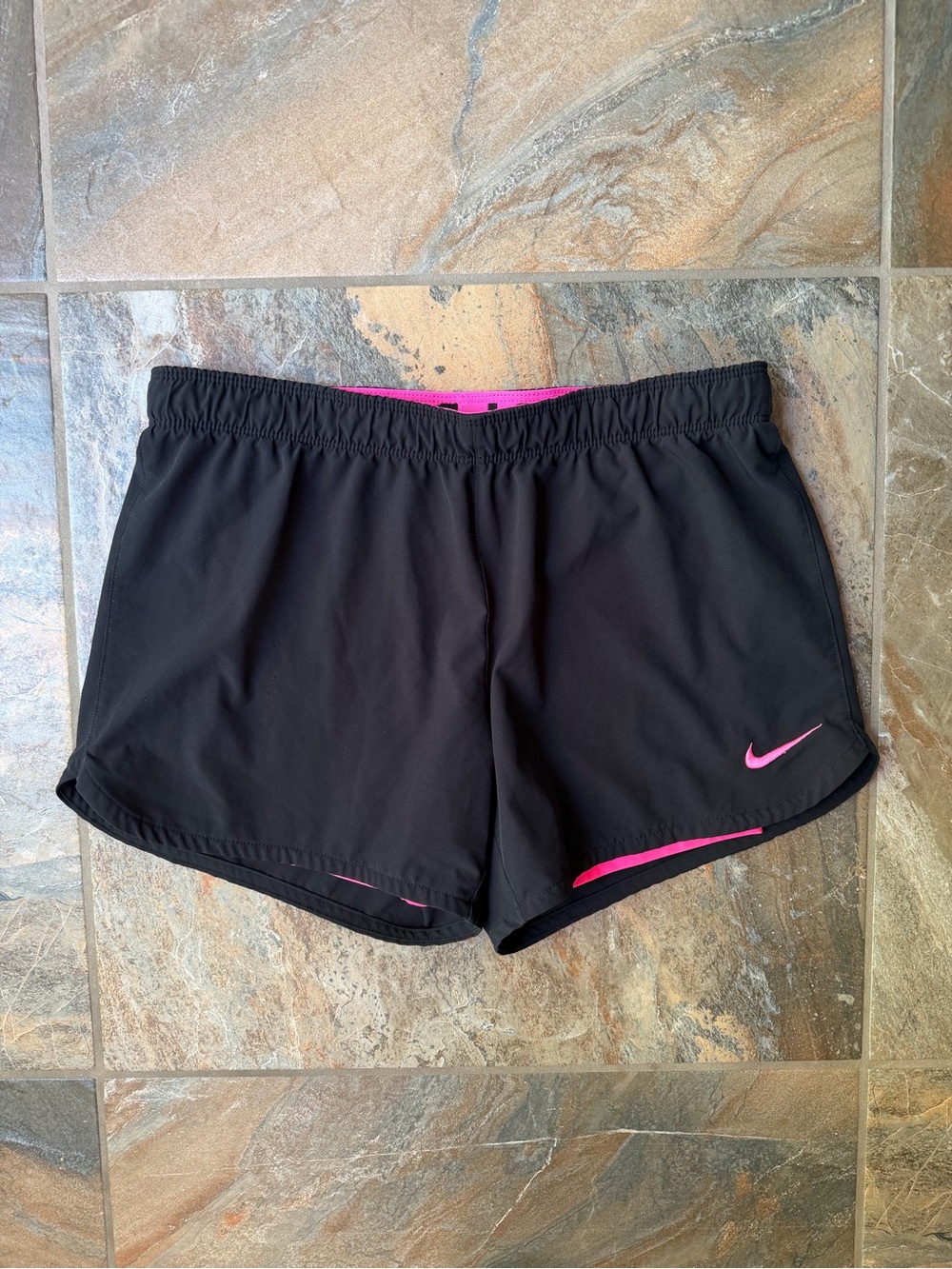 Nike Phantom 2-in-1 Running Shorts Black Hot Pink Just Do It Waist Size Small